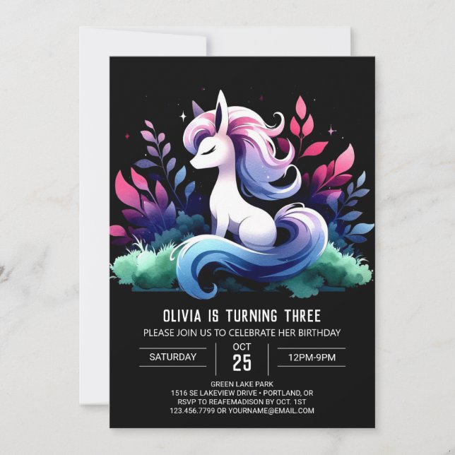 Invitation Anniversaire de cheval amusant bohème (Devant)