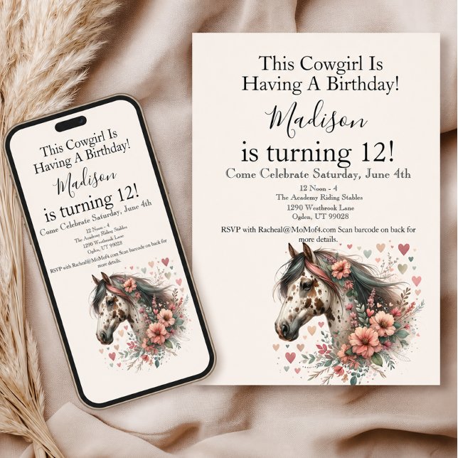 Invitation Anniversaire de cheval Appaloosa  (Créateur téléchargé)