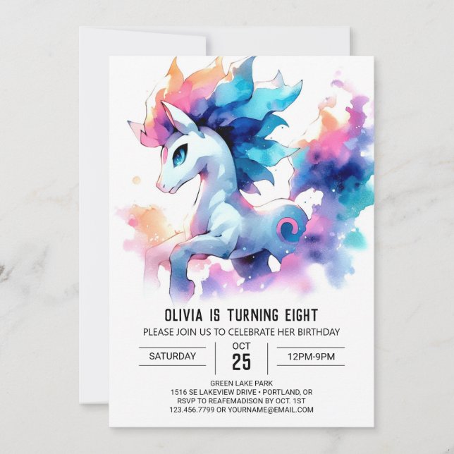 Invitation Anniversaire de Cheval Imprimé (Devant)