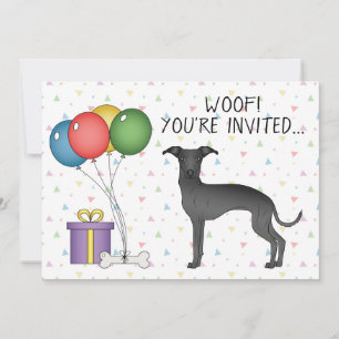Invitation Anniversaire de Chien de Dessin Animé Mignon Greyh