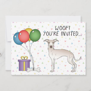 Invitation Anniversaire de chien de dessin animé mignon Greyh