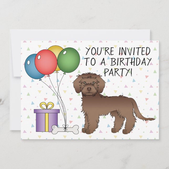 Invitation Anniversaire de chien de dessin animé Mini Goldend (Devant)