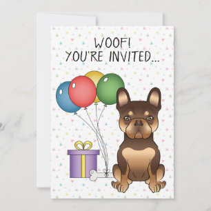 Invitation Anniversaire de chien mignon bouledogue français c