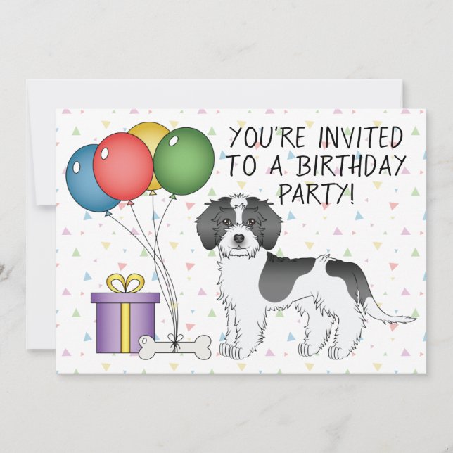 Invitation Anniversaire de chien Mini Goldendoodle Parti-Cole (Devant)