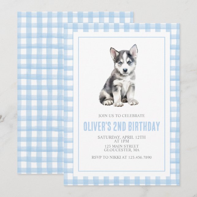 Invitation Anniversaire de chien prépa carreaux (Devant / Derrière)
