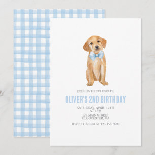 Invitation Anniversaire de chiot préparé à carreaux