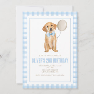Invitation Anniversaire de chiot préparé à carreaux