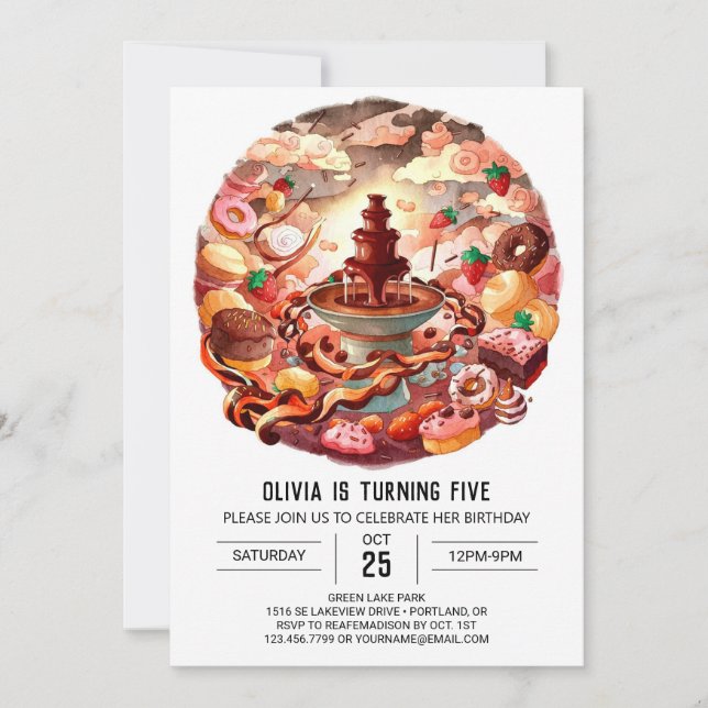 Invitation Anniversaire de chocolat Pastel Enchanted (Devant)