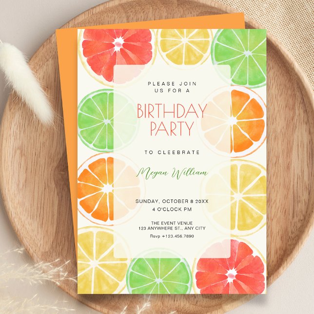 Invitation Anniversaire de citron coloré (Créateur téléchargé)
