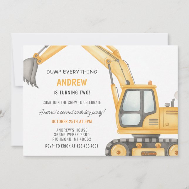 Invitation Anniversaire de construction moderne simple person (Devant)