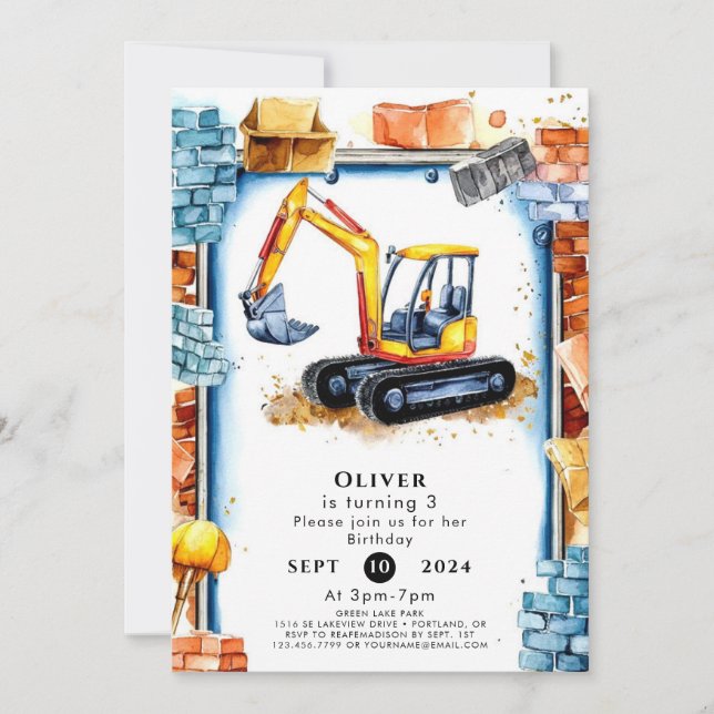 Invitation Anniversaire de construction personnalisée enchant (Devant)