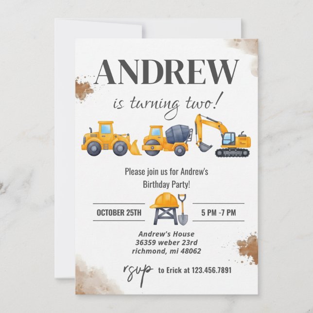 Invitation Anniversaire de construction simple et moderne per (Devant)