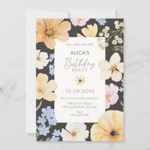 Invitation Anniversaire de couleur pastel floral