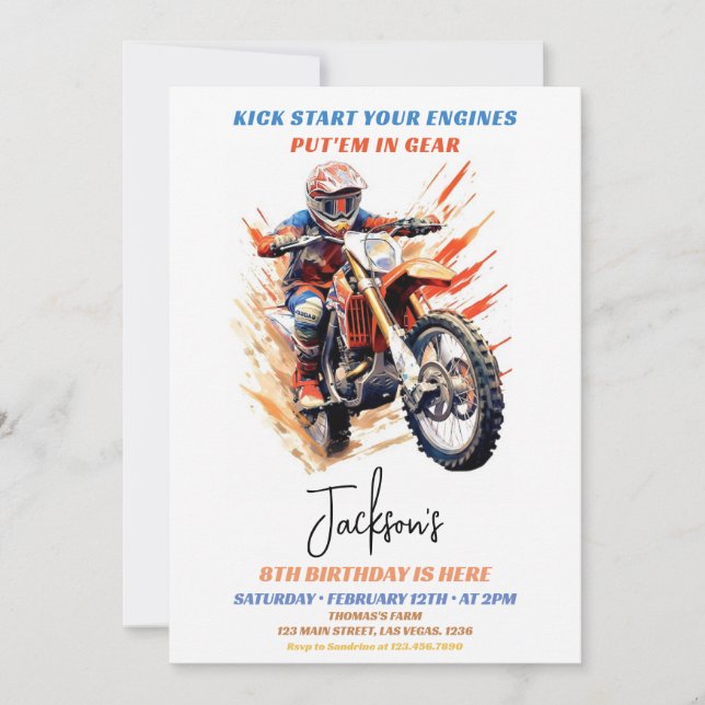 Invitation Anniversaire de course de motocross (Devant)