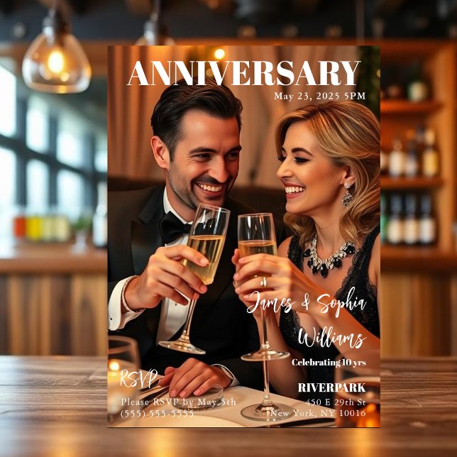 Invitation Anniversaire de couverture de magazine (Magazine Cover Anniversary Invitation)
