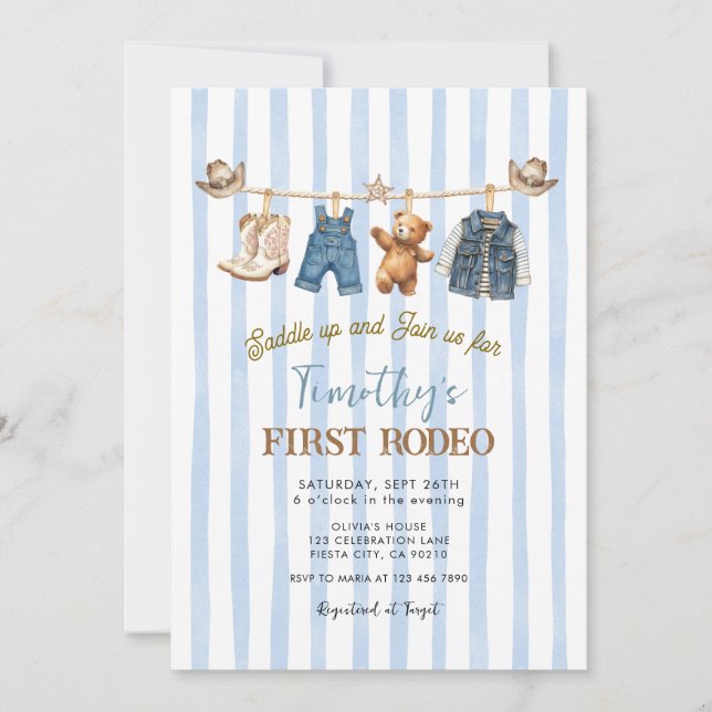 Invitation Anniversaire de cow-boy occidental Premier Rodéo F (Devant)