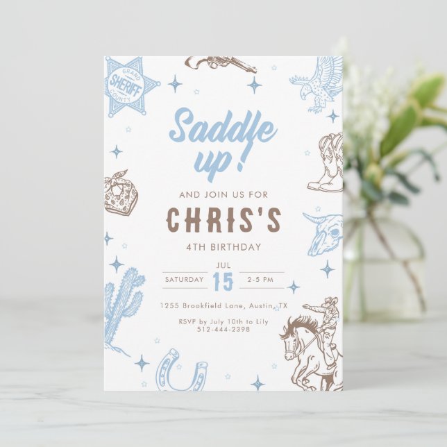 Invitation Anniversaire de Cowboy Occidental de Saddle Up Vin (Debout devant)