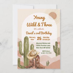 Invitation Anniversaire de Cowboy Young Wild et Three Desert