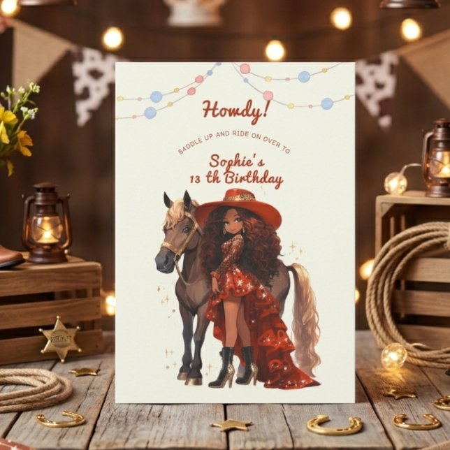 Invitation Anniversaire de cowgirl de Far West (Créateur téléchargé)
