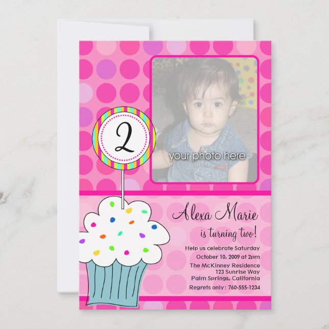 Invitation Anniversaire de Cupcake (Devant)