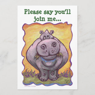 Invitation Anniversaire de Cute Hippopotamus