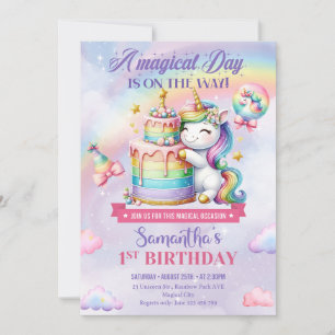 Invitation Anniversaire de Cute Unicorn