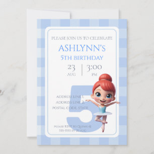 Invitation Anniversaire de danse de ballerine bleue personnal