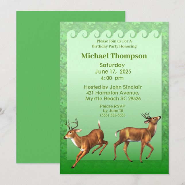 Invitation Anniversaire de Deer Hunter (Devant / Derrière)