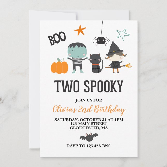 Invitation Anniversaire de deux enfants effrayants Halloween  (Devant)