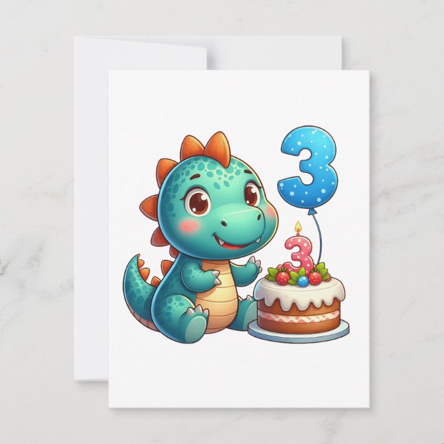 Invitation Anniversaire de Dino 3 ans (Devant)