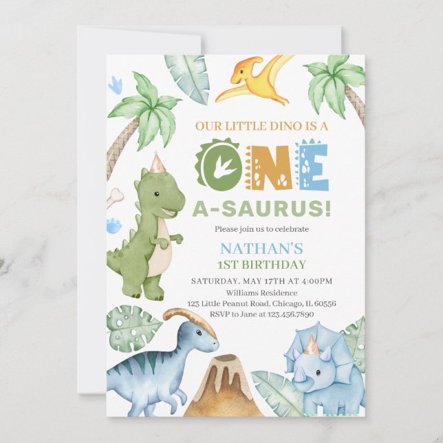 Invitation Anniversaire de Dinosaur (Devant)