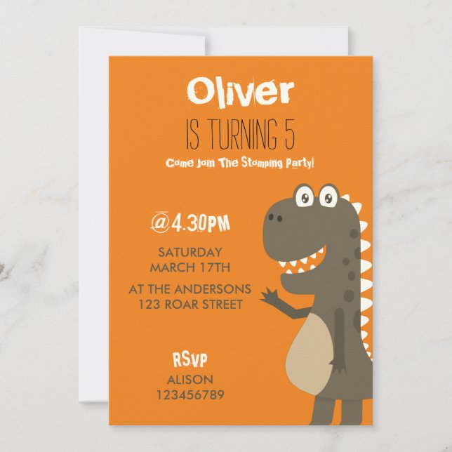 Invitation Anniversaire de Dinosaur (Devant)