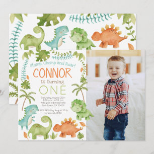 Invitation Anniversaire de Dinosaur avec photo