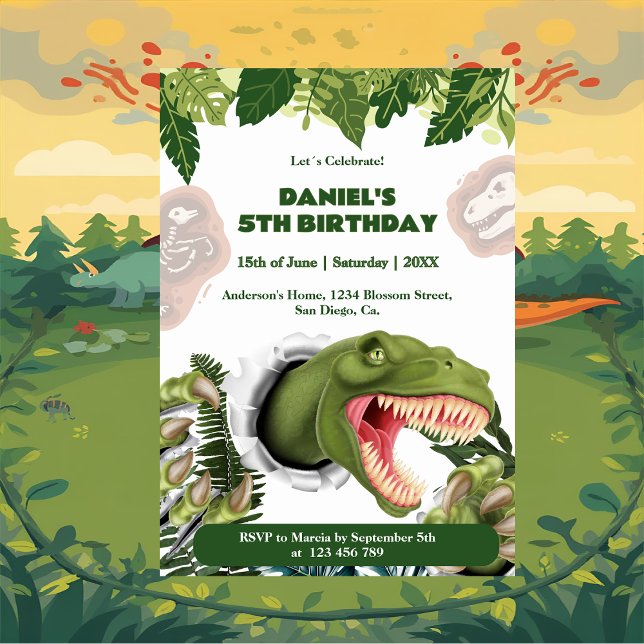 Invitation Anniversaire de dinosaure 3D (Créateur téléchargé)