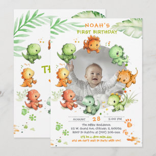 Invitation Anniversaire de dinosaure avec option photo