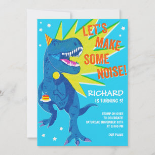 Invitation Anniversaire de dinosaure bleu joueur 