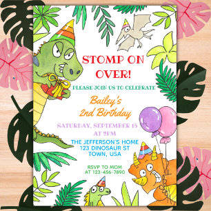 Invitation Anniversaire de dinosaure de dessin animé coloré f
