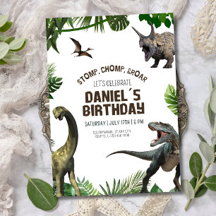 Invitation Anniversaire de dinosaure Jurassic Stomp Chomp et 