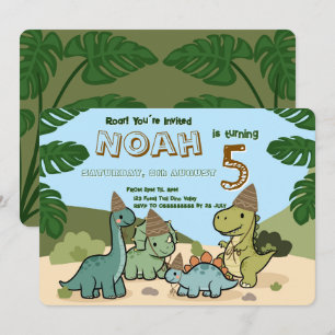 Invitation anniversaire de dinosaure mignon   Modi