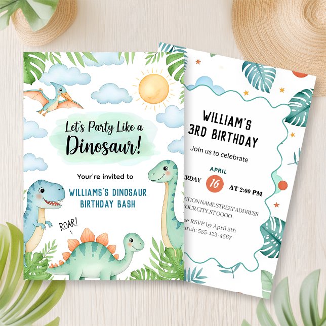 Invitation Anniversaire de Dinosaure Rugissant (Créateur téléchargé)
