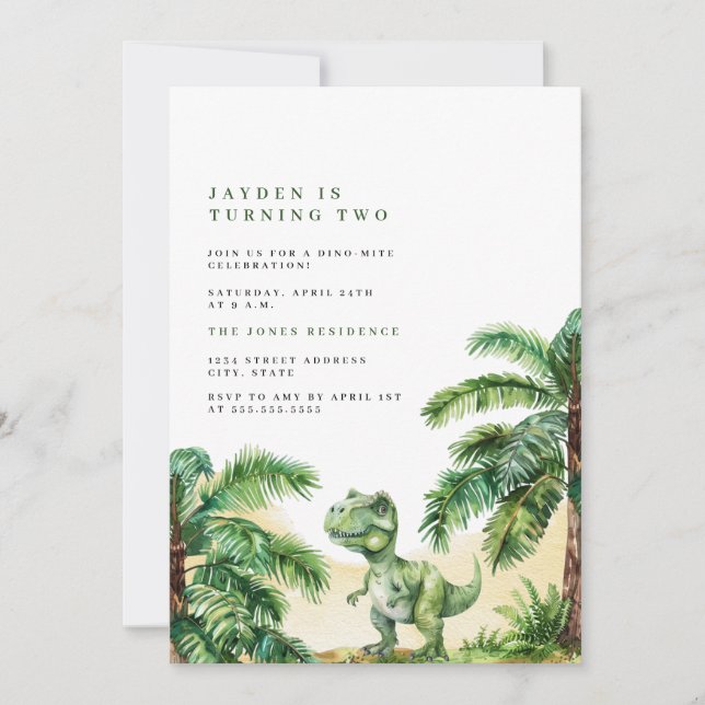 Invitation Anniversaire de dinosaure T-Rex (Devant)