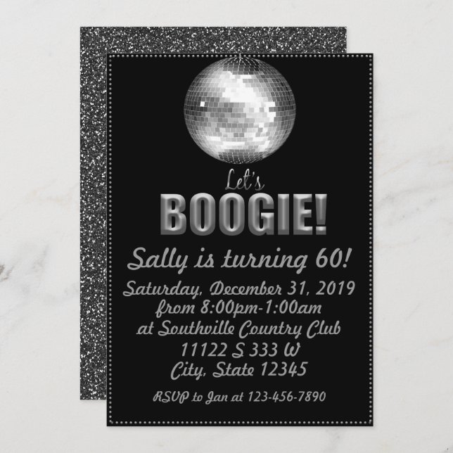 Invitation Anniversaire de Disco (Devant / Derrière)