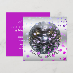 Invitation Anniversaire de Disco Purple  Retro les années 70