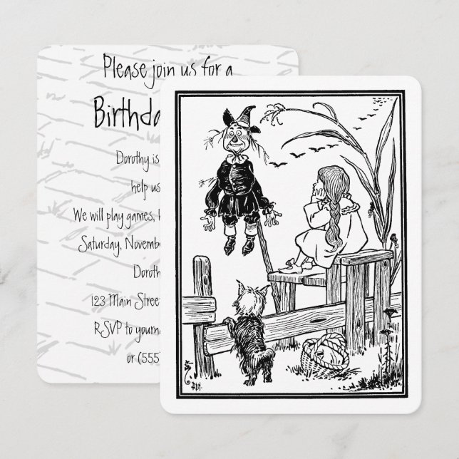 Invitation Anniversaire de Dorothy de l'édition originale du  (Devant / Derrière)