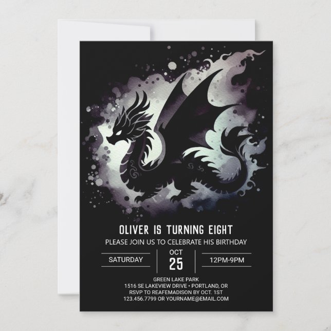 Invitation Anniversaire de dragon inoubliable personnalisable (Devant)