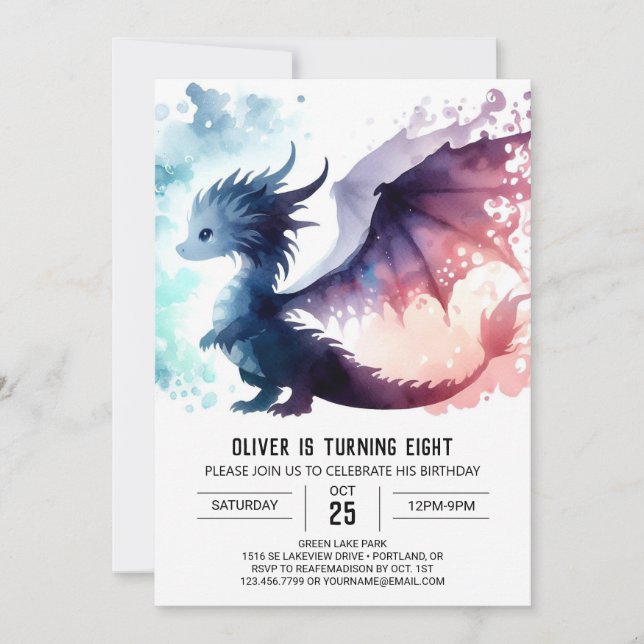 Invitation Anniversaire de dragon intemporel personnalisé (Devant)