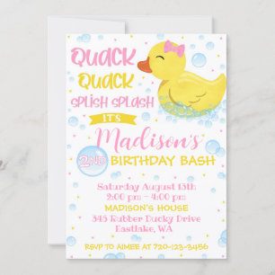 Invitation Anniversaire de Duckie en caoutchouc, D