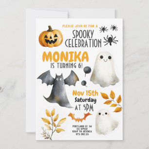 Invitation Anniversaire de enfant Citrouille Halloween Ghost 