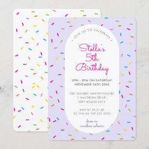 Invitation ANNIVERSAIRE DE ENFANT coloré arrosage bordure vio