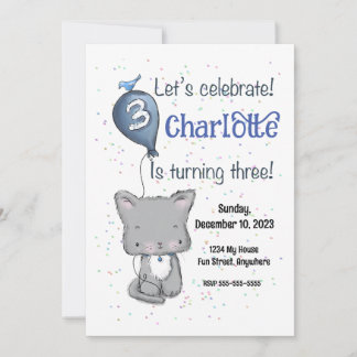 Invitation Anniversaire de enfant Cute Kitten, per